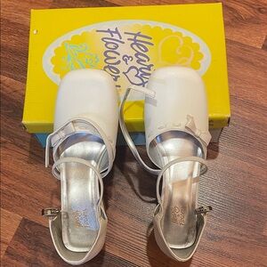 White Mary Jane Shoes with Silver